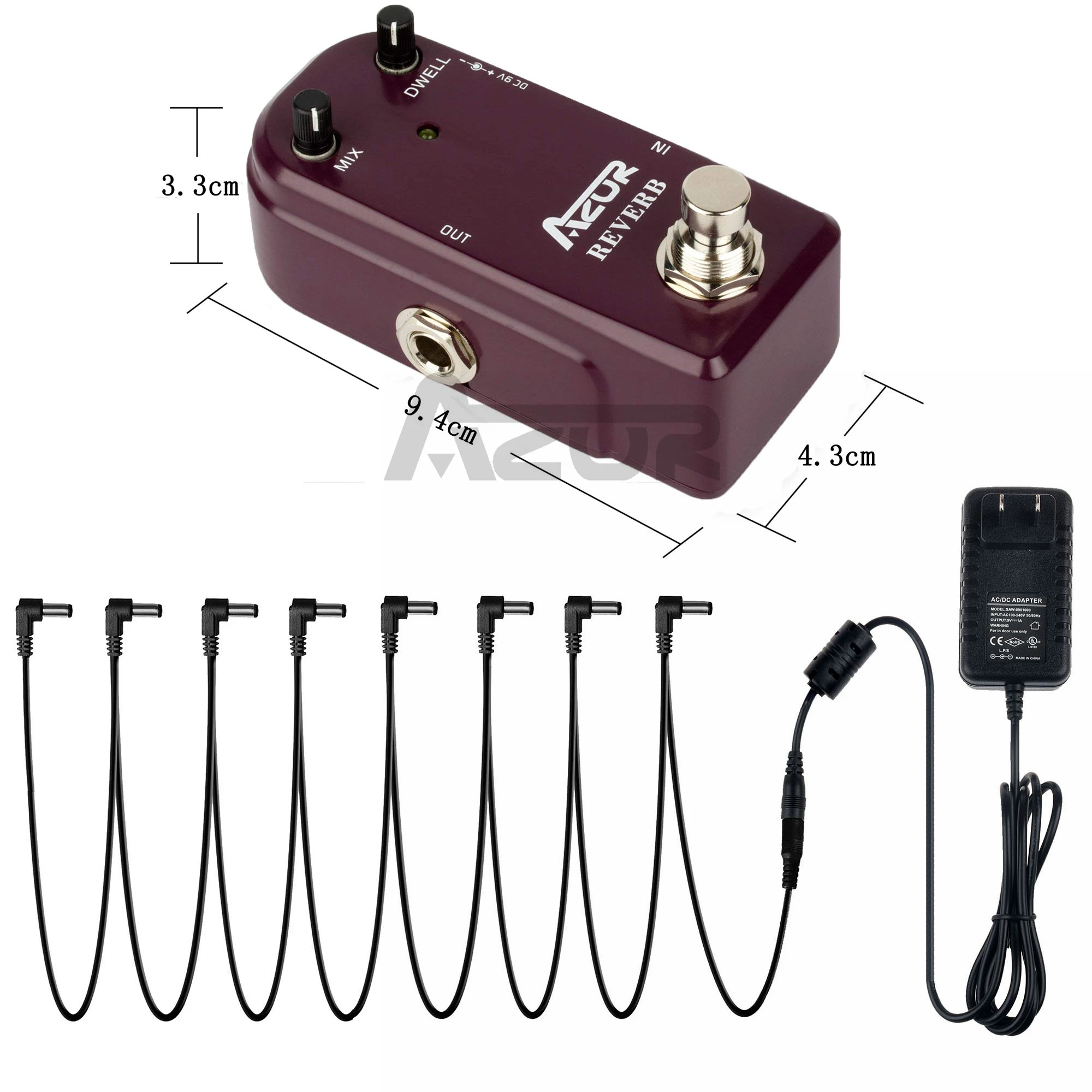 AP-311 Реверсивный Мини-гитарный эффект педаль с Ture Bypass + адаптер 9V1A и 8 головок