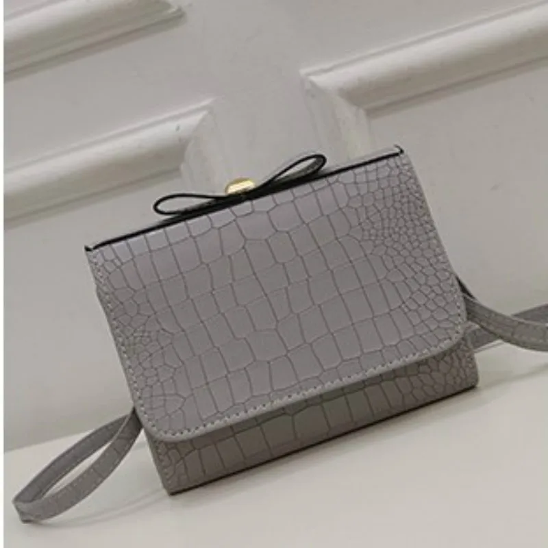 C Female Bow Small Bag Women's Shoulder Messenger Bags for Women Fashion Handbags Small Square Handbag Black Pink Gray Beige - Цвет: C