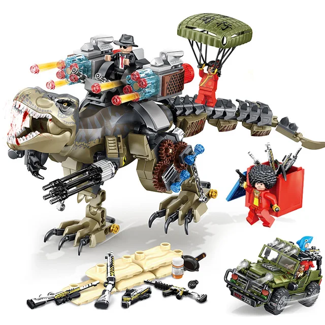 

NEW Jurassic World and PUBG battlefield training base dinosaur paradise paradise military building blocks assembled toys