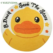 Alfombra redonda antideslizante de Cachemira para niño, tapete de juego de dibujos animados para gatear, pato amarillo, suave y agradable para la piel, gran oferta