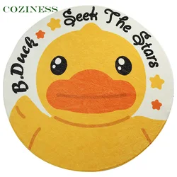 Tapis de jeu rampant en cachemire pour enfants, doux et agréable pour la peau, rond et antidérapant, de dessin animé, offre spéciale, salon, petit canard jaune 