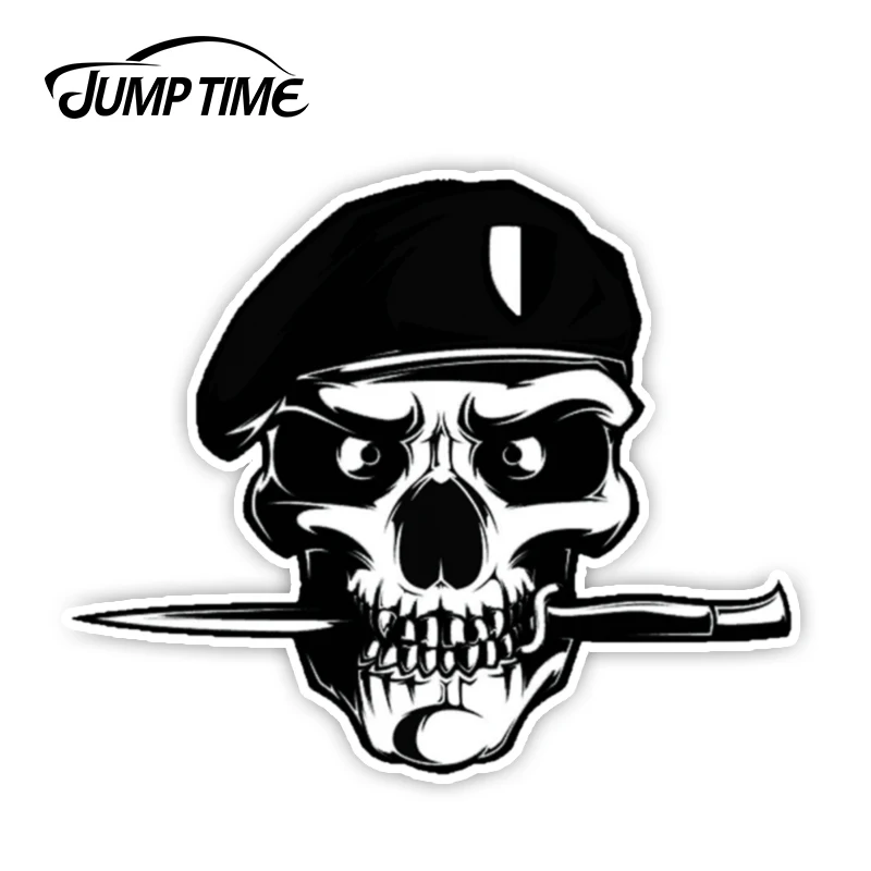 JumpTime 13 см x 10 8 Черный берет Korps череп армейский логотип виниловая наклейка на окна