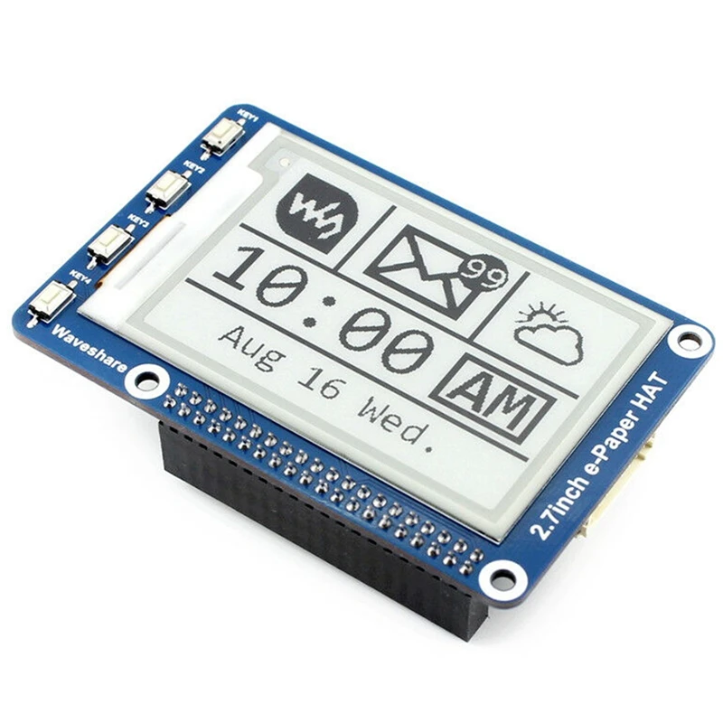 Waveshare 2,7 дюймовый E-paper, 264X176, E-Ink дисплей шляпа для Raspberry Pi 2B/3B/Zero W, цвет: черный, белый, SPI интерфейс