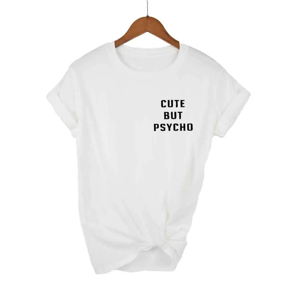 Harajuku футболка для женщин милая but Psycho рубашка Tumblr saking одежда карманные футболки