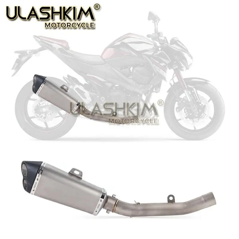 Motorcycle Full System Exhaust Muffler Modified Middle Link Pipe Slip On For kawasaki Z800 2013