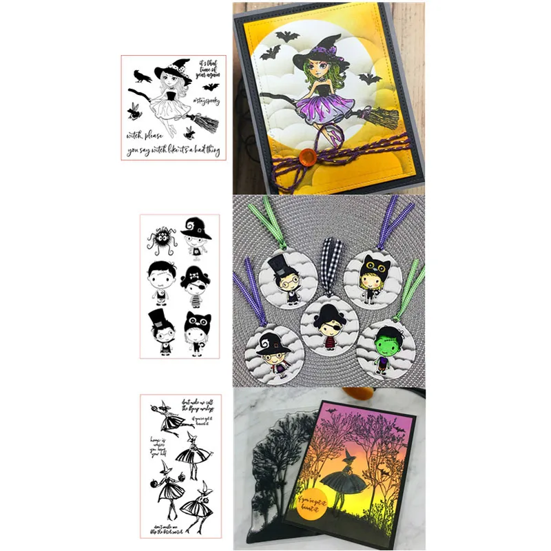 

Halloween Series Cartoon Characters Witch Pirates Animals Bat Spider Transparent Clear Stamps for DIY Scrapbooking Cards Crafts 2019 New