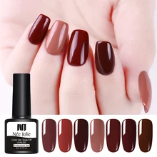 NEE JOLIE1 Bottle 8ml Caramel Series Gel Polish 11 Coffee Colors Soak Off UV Gel Varnish One-shot Color Nail Art Gel