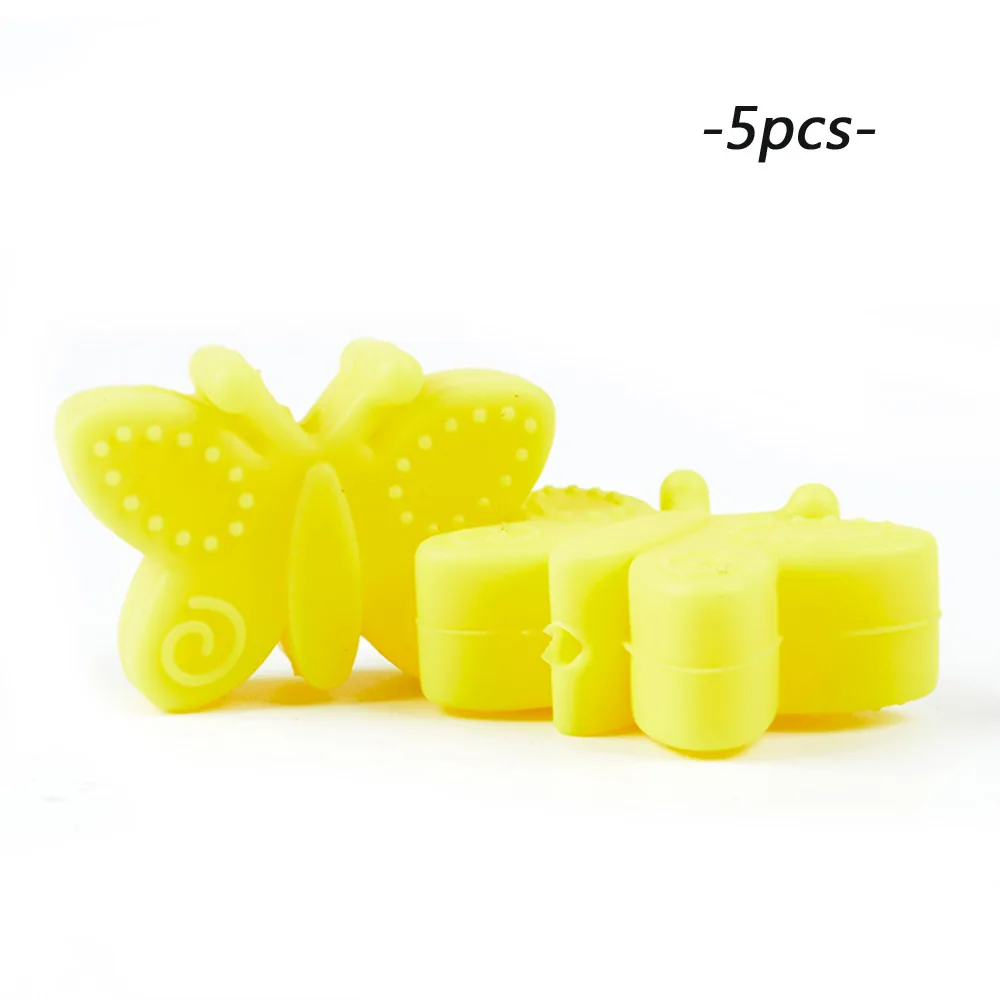 yellow LOFCA 5 шт. бабочки бисер силиконовый для детей для прорезывания зубов игрушки, не содержащие БИСФЕНОЛ детский Прорезыватель аксессуары DIY цепочка для прорезывания зубов Соска-Ниблер зажим - Цвет: yellow