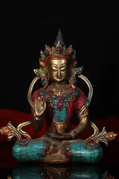 

wedding decoration Tibetan collector's bronzes are hand-tapped, chiseled, gem-set mother-of-pearl Buddha statue