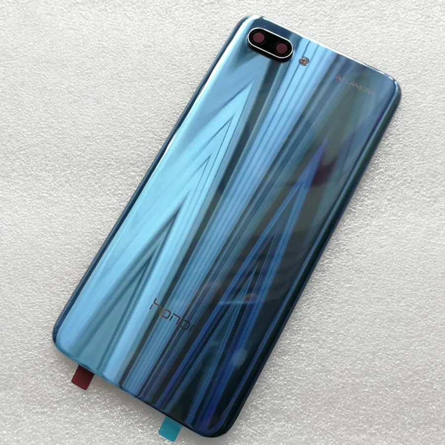 Для huawei Honor 10 задняя крышка для батареи стеклянная панель Задняя Дверь чехол для huawei Honor 10 задняя крышка корпус с объективом камеры - Цвет: Gray With Lens