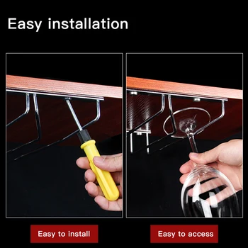 

Hanging Champagne Wine RackDurable Goblet Stemware Storage Holder Wine Glassware Glass Bottle Cup Inverted Holder Kitchen