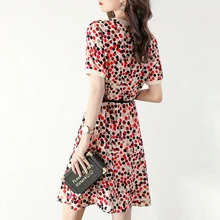 Sweet Polka-Dot Mid-Length Short Sleeve Dress for Women 2021