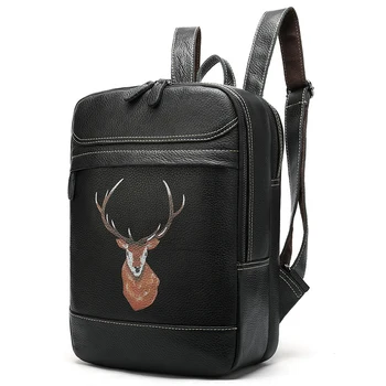 

School Bags for Women's Genuine Leather Backpack Women Bag Backpack Female 14Inch Laptop Schoolbags Girl Travel Rucksack