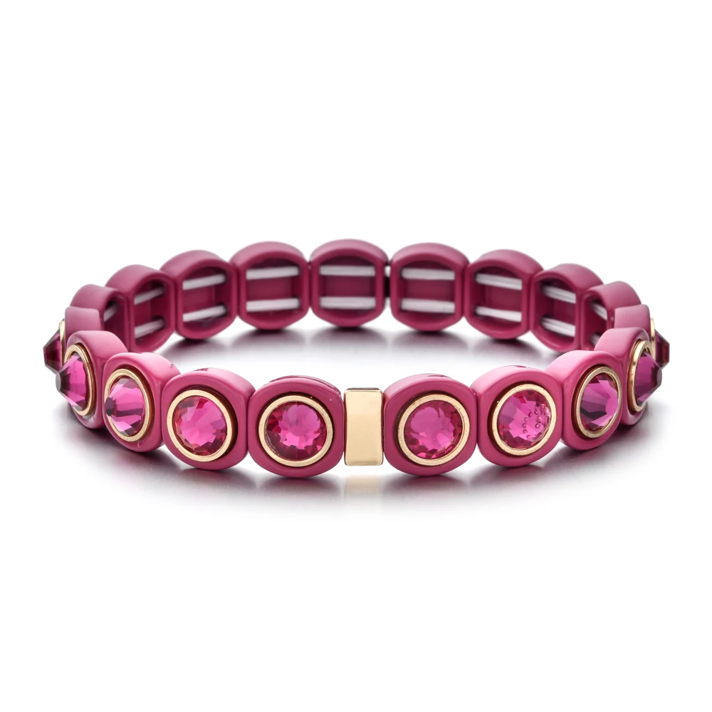 hotpink ZMZY Шарм CZ Кристалл браслет Тила Бусы Браслеты богемные красочные женские радужные ювелирные изделия браслеты-кольца ручной работы - Окраска металла: hotpink