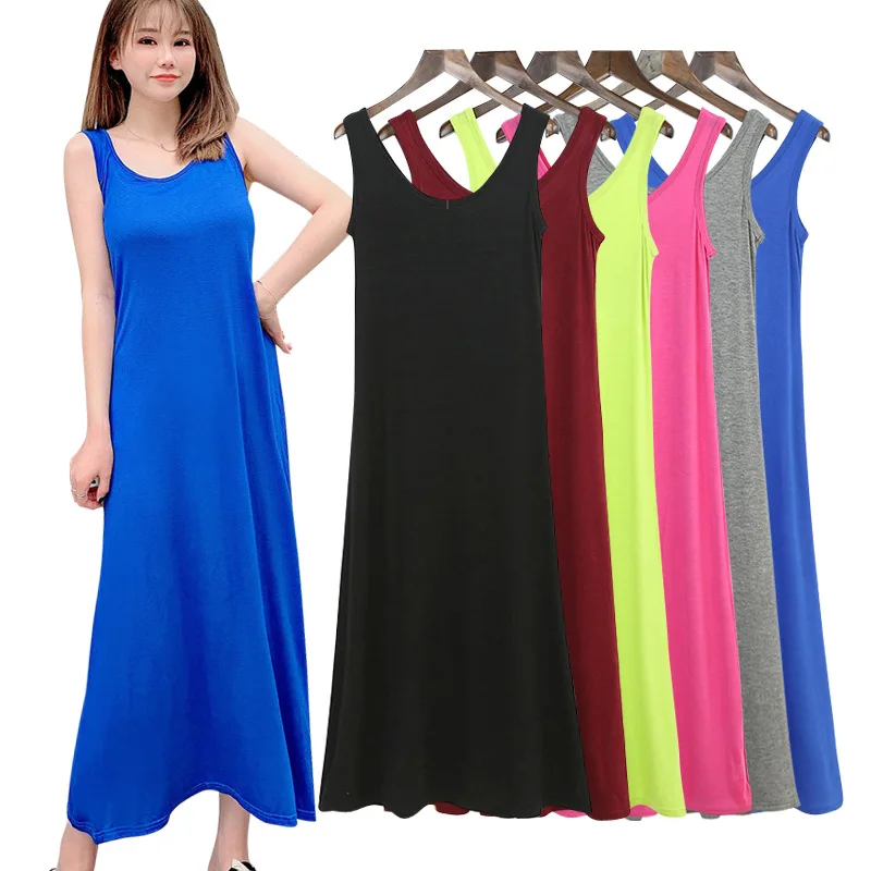 

Modal Dress Women's 2019 Summer New Style Mid-length Base Underdress Sleeveless Vest Skirt Tops WOMEN'S Dress