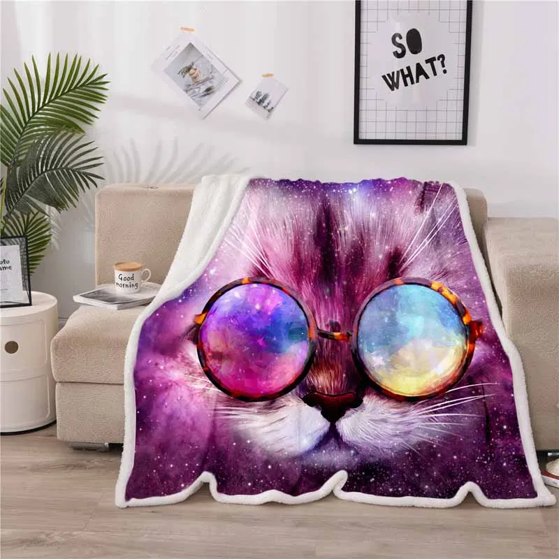 3D Животные психоделический Кот ягненок бархатное одеяло для детей взрослых коралловый флис кровать одеяло зимнее покрывало теплый диван плед