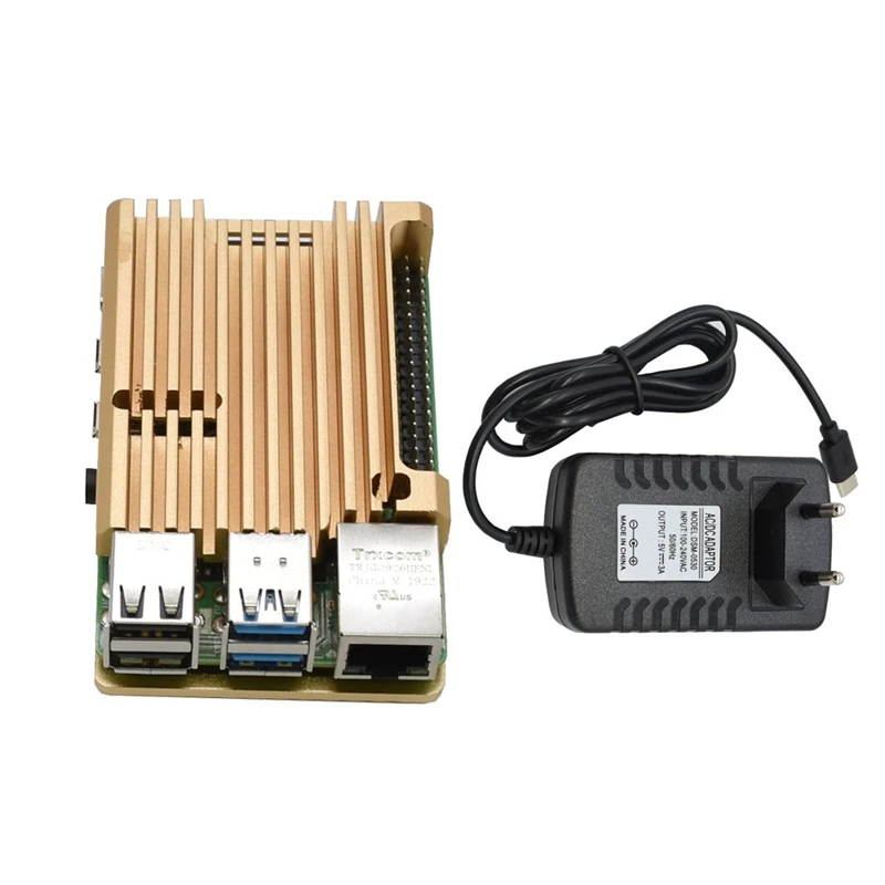 Для Raspberry Pi 4B 2G ram DIY Kit Поддержка 2,4/5,0 GHz wifi Bluetooth 5,0 с алюминиевым ЧПУ сплав защитный Золотой чехол 5V 3A P