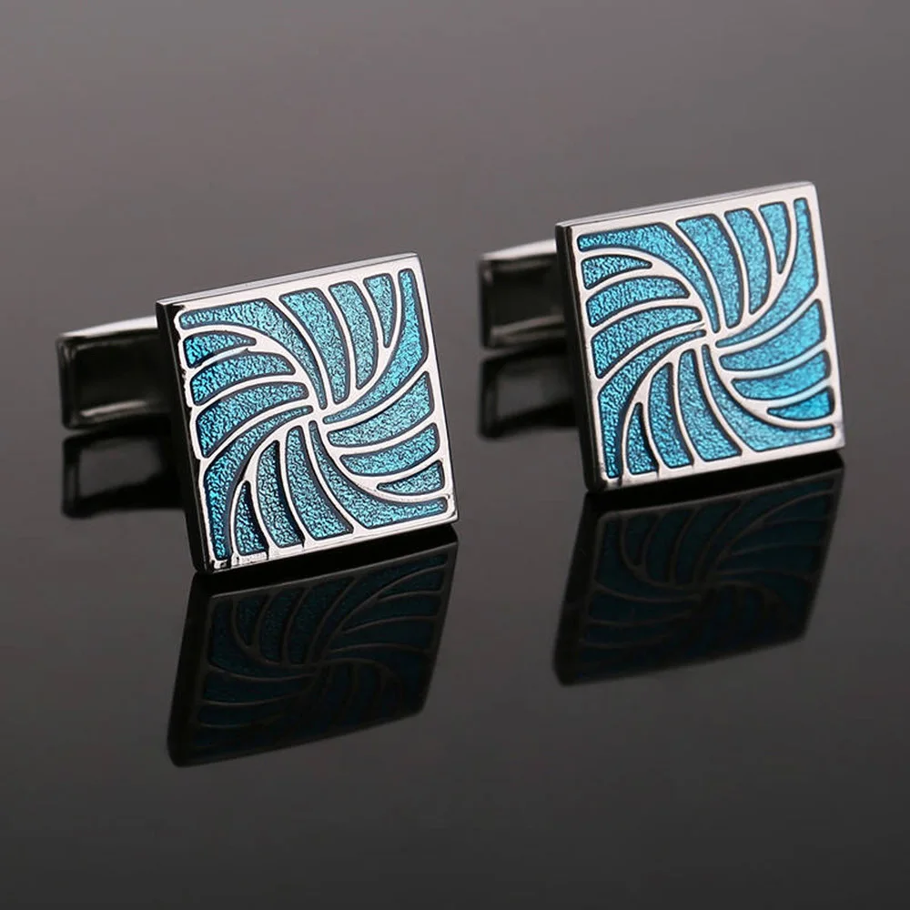 VAGULA Cufflinks Blue Enamel Gemelos Perfect Button Men Jewelry 145