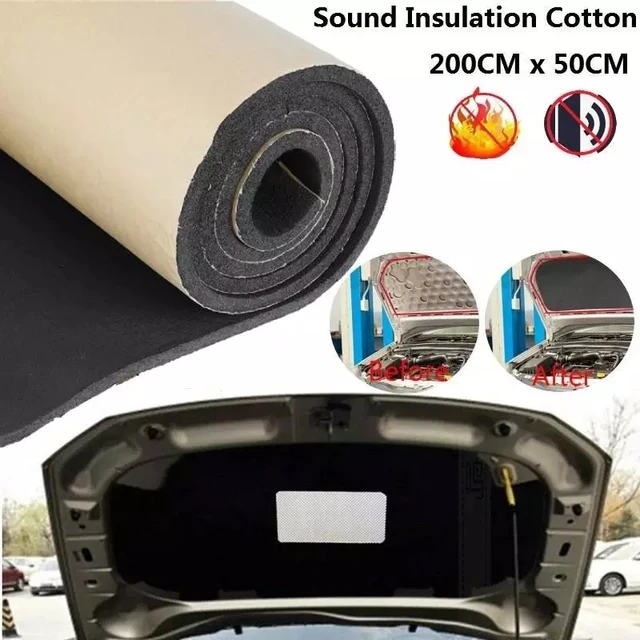 Polymères d'isolation phonique pour voiture et camionnette, insonorisant,  protecteur en mousse de coton, chaleur automatique, accessoires de voiture,  200cm x 50cm - AliExpress