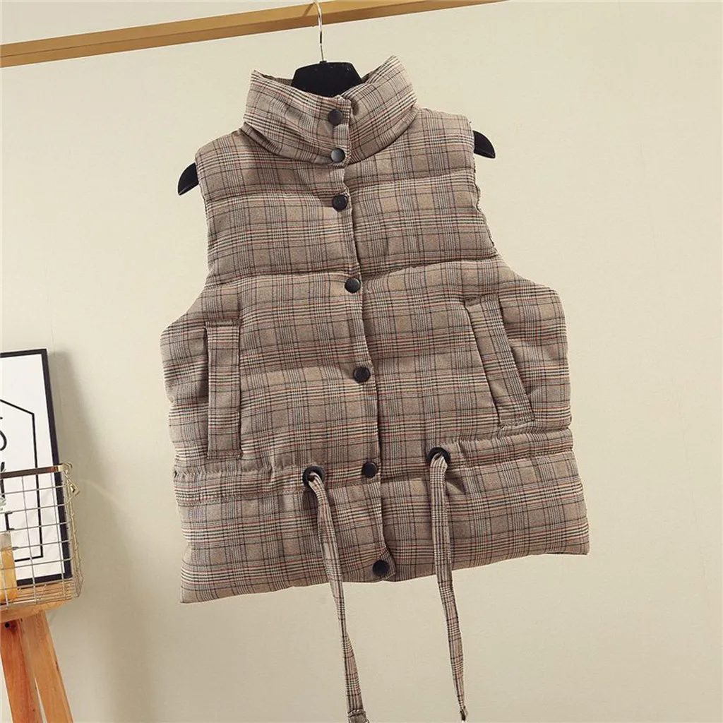 Abrigos mujer invierno зимнее пальто для женщин без рукавов теплое клетчатое пальто с карманами куртки chaqueta mujer ropa