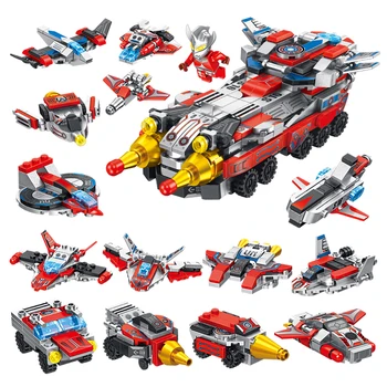 

2019 new super hero Altman deformation chariot building blocks compatible with pan technology fighter spaceship toy for chidren