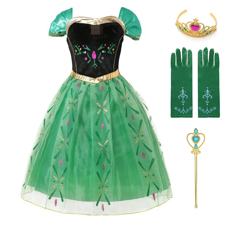 Dress Set 1 Детский костюм Снежной Королевы из мультфильма; платье принцессы Анны; праздничная одежда Эльзы и Анны для девочек; карнавальный костюм - Цвет: Dress Set 1