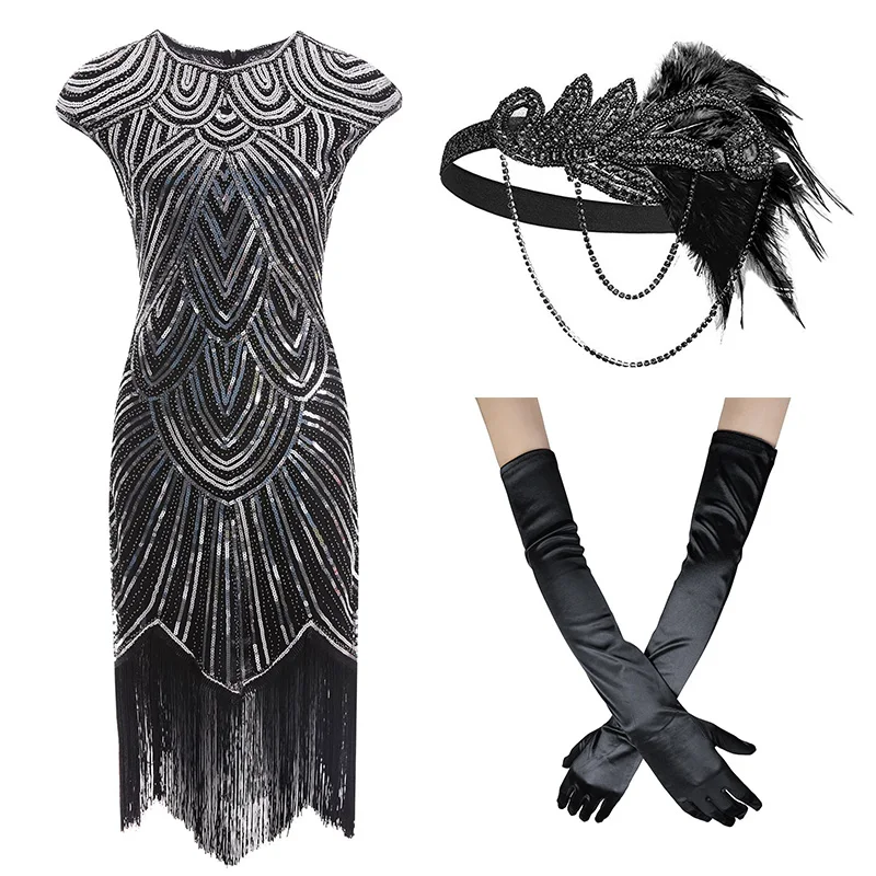 Billige 1920s Flapper Kleid Great Gatsby Party Abend Pailletten Fransen Kleider Kleid