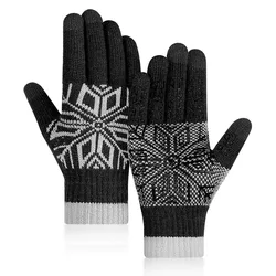New Winter Gloves For Men Knit Cashmere Windproof Warm Cold Gloves Outdoor Cycling Silicone Non-Slip Touch Screen Women's Gloves