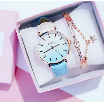blue frauen Uhr современный режим frauen Quartz armbanduhr студенческий Leder Damen нарукавная повязка lusus Uhr Повседневная Relogio femenino - Цвет: blue