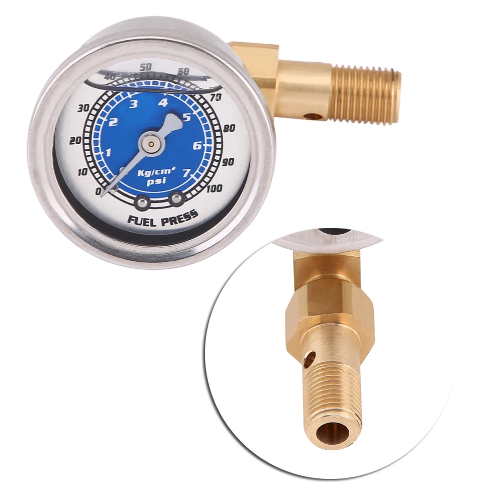 

Universal Aluminum Fuel Pressure Regulator gauge 0-100 PSI / bar Liquid Fill chrome fuel/oil Gauge EP-GA01-FS