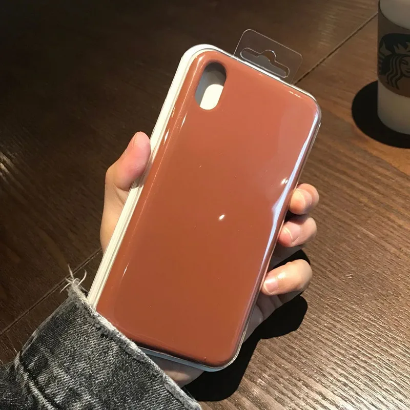 100 шт. официальный жидкий силиконовый чехол для iPhone 11 Pro Max X XS XR 7 8 6 6S Plus противоударный защитный чехол - Цвет: Коричневый