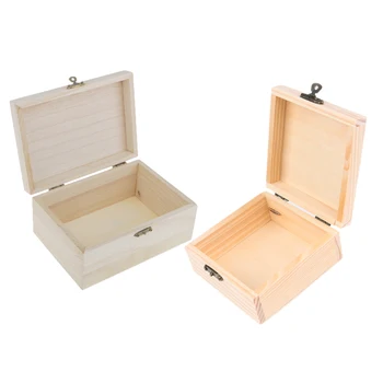 

2 Pieces Natural Plain Wooden Tool Trinket Jewelry Display Storage Box