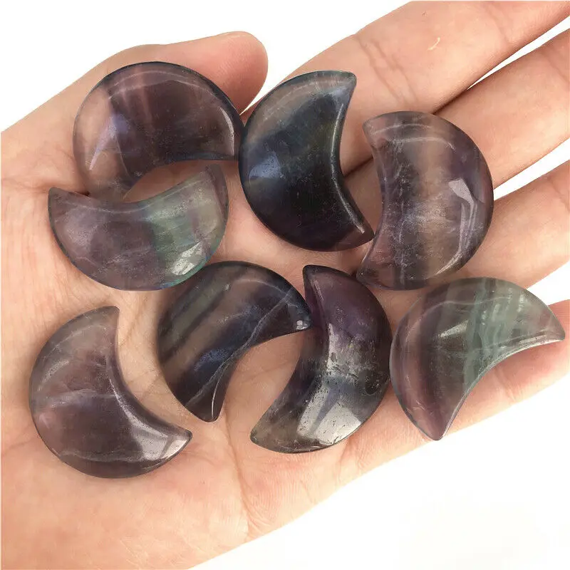 

1pc Natural Colorful Fluorite Crystal Moon Shaped Stones Meditation Healing Gifts Natural Quartz Crystals