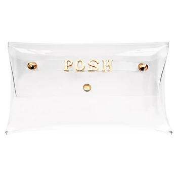 

Beautician-clutch transparent with metal logo posh