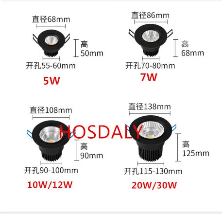 10 шт. cob-светодиоды с регулируемой яркостью, светильник AC110V 220V 5 W/7 W/10 W/12 W, Встраиваемый светодиодный светильник для точечного освещения, декоративная потолочная лампа для помещений
