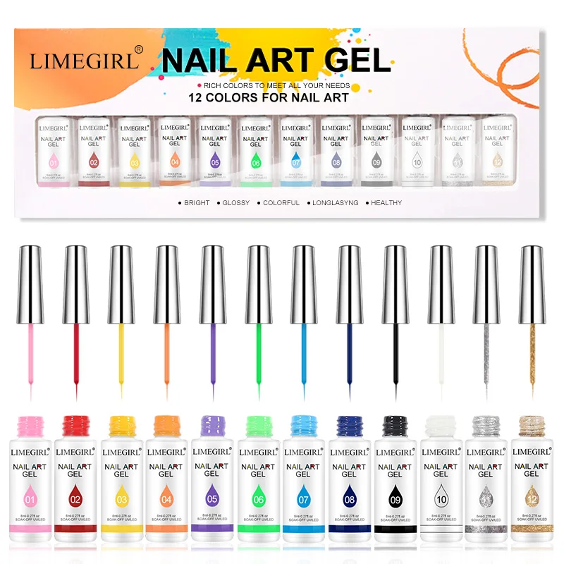 12Bottle/Set Nail Art Varnish Hook Line Painting Gel Polish Kit Design For UV/LED Paint Nails | Красота и здоровье