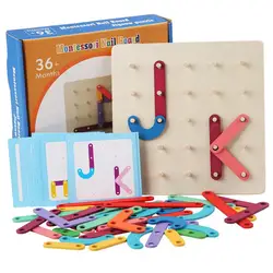 Wooden Geoboard Montessori Nail Boards Toy Geometric Column Set Digital Number Alphabet Letter Chinese Character Educational Toy