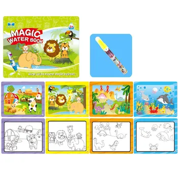 

Water Drawing Coloring Painting Book Reusable Water-Reveal Activity Pad with Pen Painting Drawing Board For Kids Birthday Gift