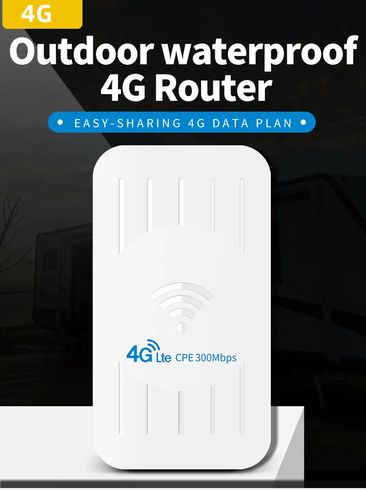 KuWFi Routeur 4G sim, 4G CPE Routeurs WiFi 300Mbps CAT4 SIM LTE Fonctionne  avec Une caméra IP ou Couverture WiFi extérieure avec Une Antennes