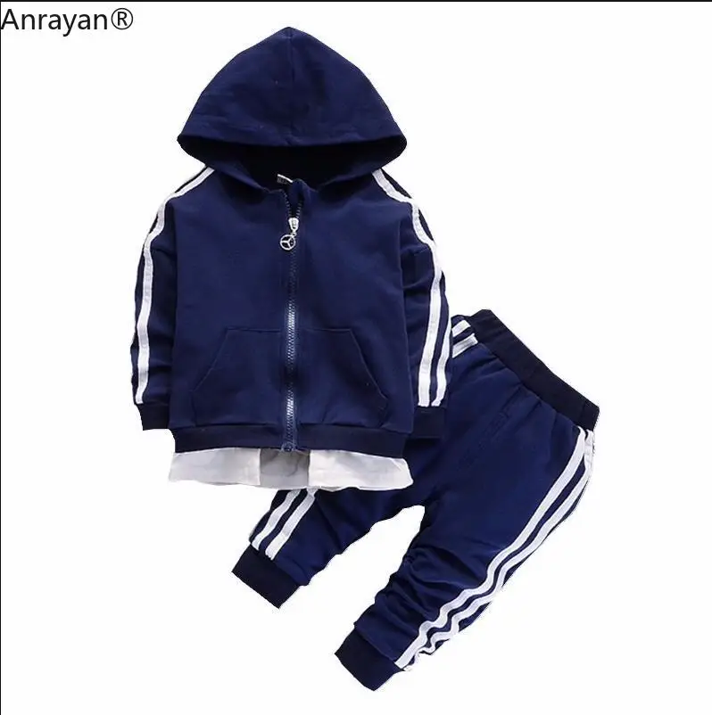

2019 Spring Baby Casual Tracksuit Children Boys Girls Hooded Jacket Pants 2Pcs Kids Suit Cotton Infant Clothing Sport Sets CLOTH