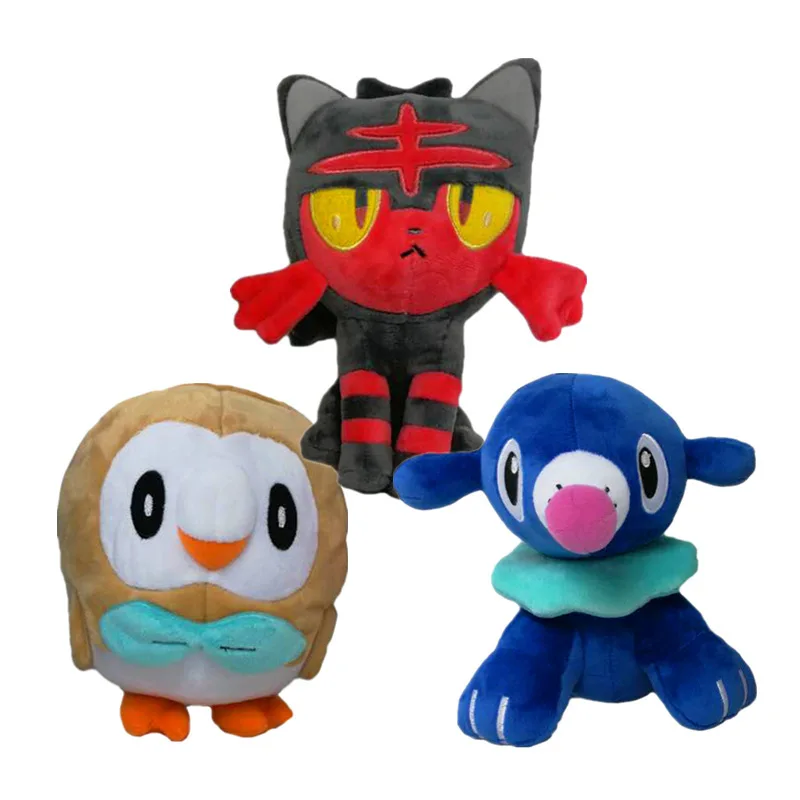 3 шт. 20 см милые мягкие Rowlet& popplio& Litten кошка сова Мягкие животные плюшевые игрушки, детский подарок