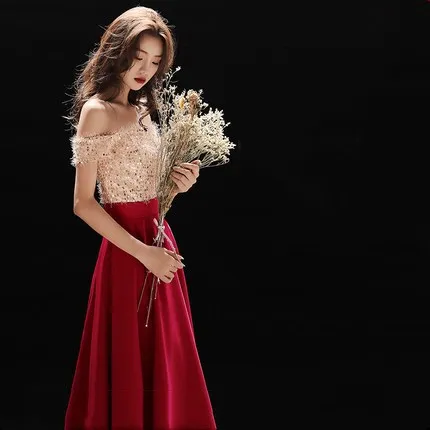 Vestidos de gala Вечерние платья Длинные пайетки формальное платье для выпускного вечера для женщин атласное Vestidos Elegantes Robe Soiree Дубай - Цвет: off shoulder