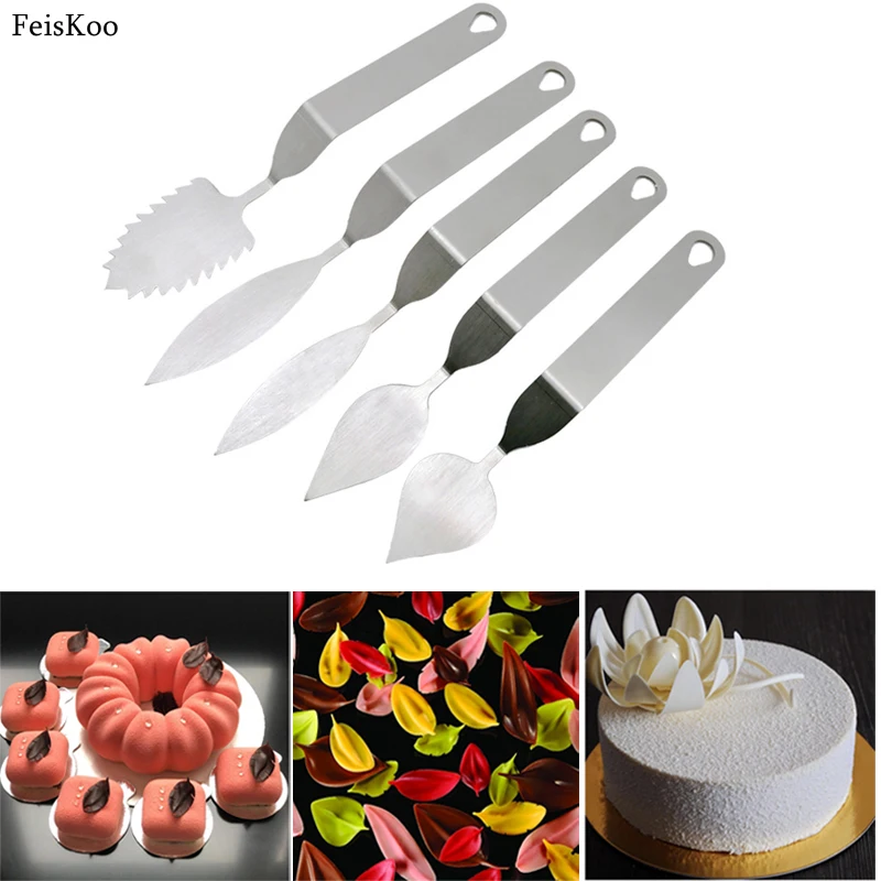 Stainless Steel Chocolate Leaves Spatula Knife Modeling Making Tools Chocolate Mousse Cake Decoration Tools Baking For Bakery