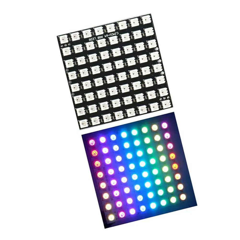 Новое поступление, 1 предмет, WS2812B 8x8 64-разрядные полные Цвет 5050 RGB светодиодный лампа панель светильник светодиодный панельные светильники для Ванная комната освещение Arduino