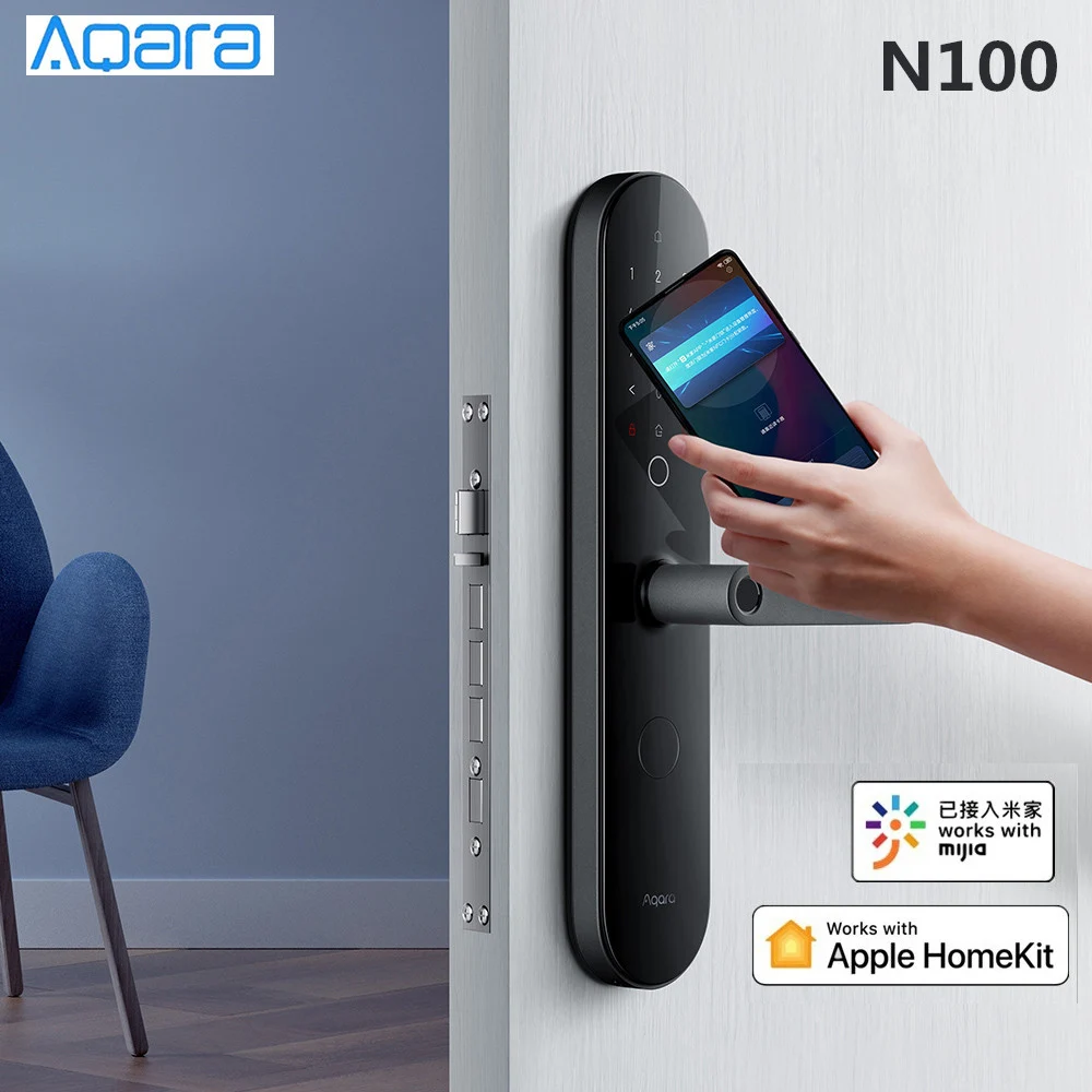 Aqara N100 умный дверной замок отпечаток пальца Bluetooth пароль NFC разблокировка работает с Mijia HomeKit умная связь с дверной звонок