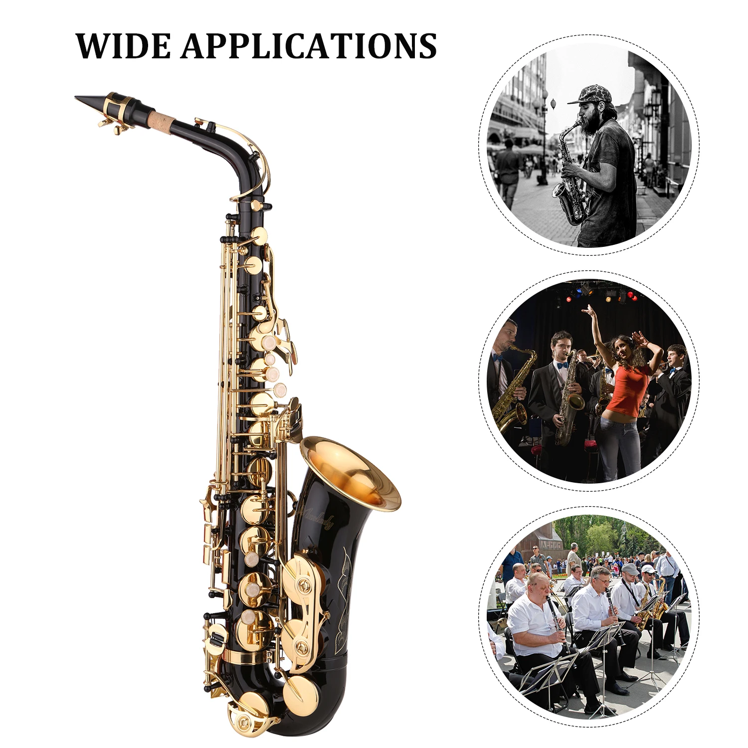 Muslady Black Paint E-flat Sax for Beginner Student Intermediate Player Brass Eb Alto Saxophone with Mouthpiece Carrying Case saxophone musical instrument saxophone parts accessories