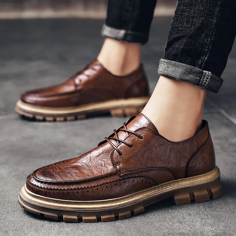 

Super-fiber new style men's Martin boots, casual all-in-one tool, leather boots, men