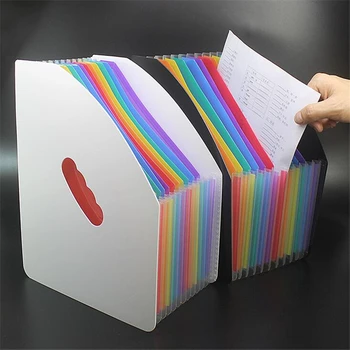 

A4 Folder Home School Office Data Management Storage Folder Plastic Stand 13-Layer Rainbow Inner Page Storage Folder