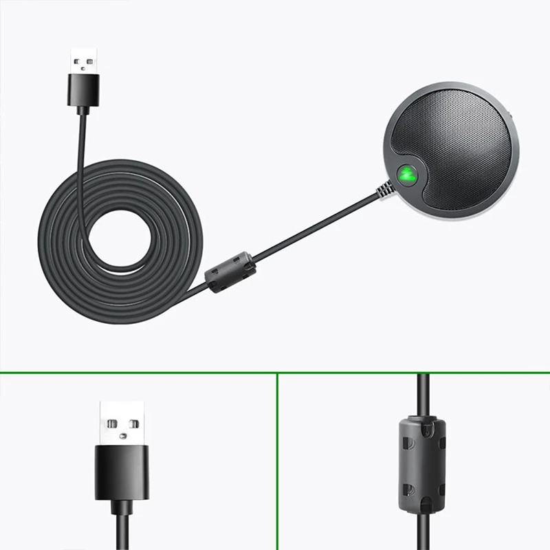 USB конденсаторный микрофон для конференц-связи, компьютерный Omnidirectiona Plug and Play микрофон с кабелем 1,95 м для голосового интервью