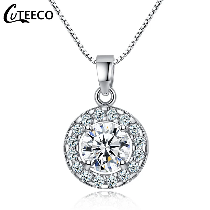 CUTEECO 2019 Новое круглое блестящее женское ожерелье с кулоном из циркония ювелирные